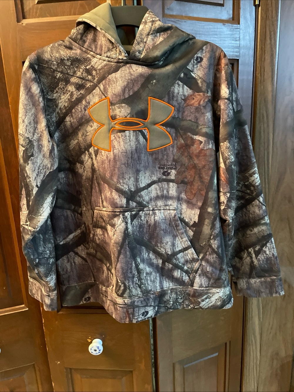 Under Armour Youth XL Mossy Oak TreeCamo Pullover Hoodie Sweatshirt Loose Fleece